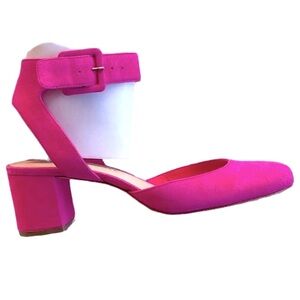 Loeffler Randall Pink Suede Cami Pumps with Ankle Straps